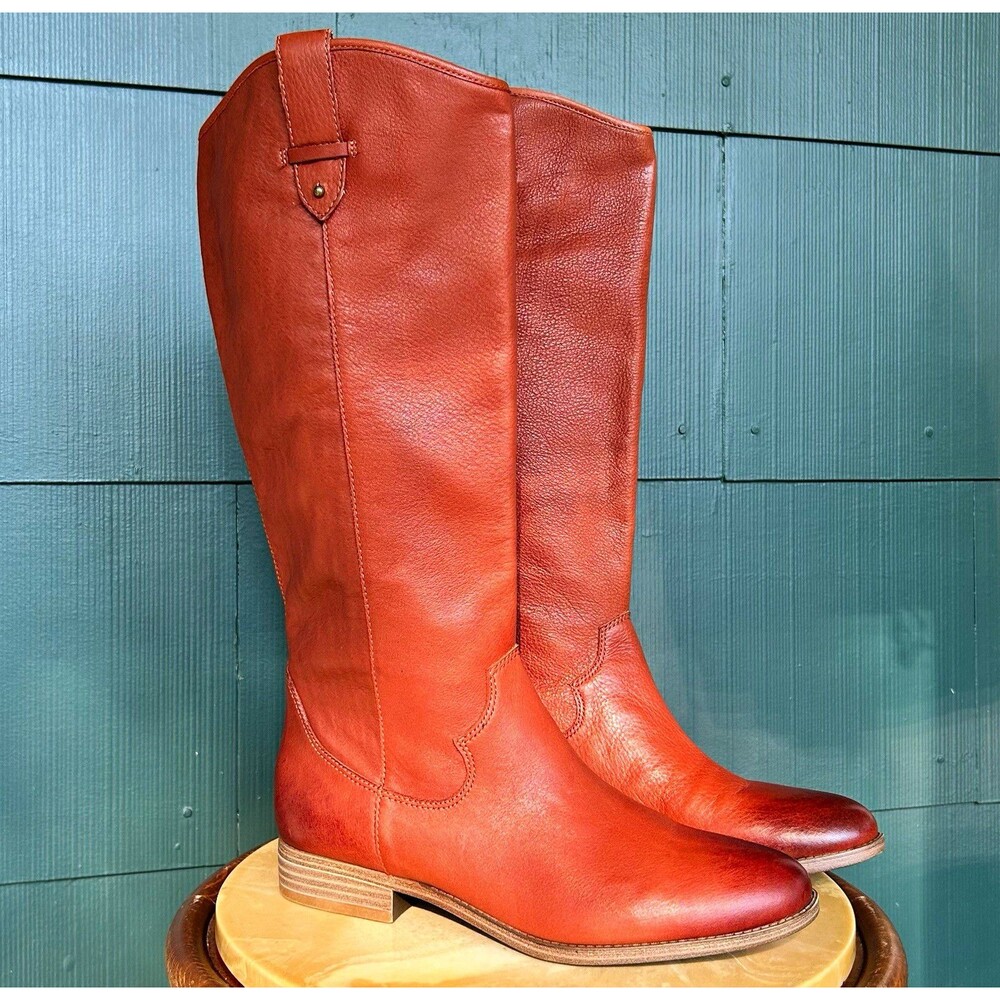 Frye & Co. Jacy Whiskey Brown Leather Mid-Calf Western Riding Boots Boho Size 9